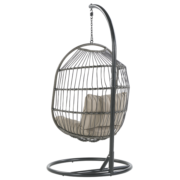 Hängesessel mit Gestell ALBA Polyrattan Schwarz