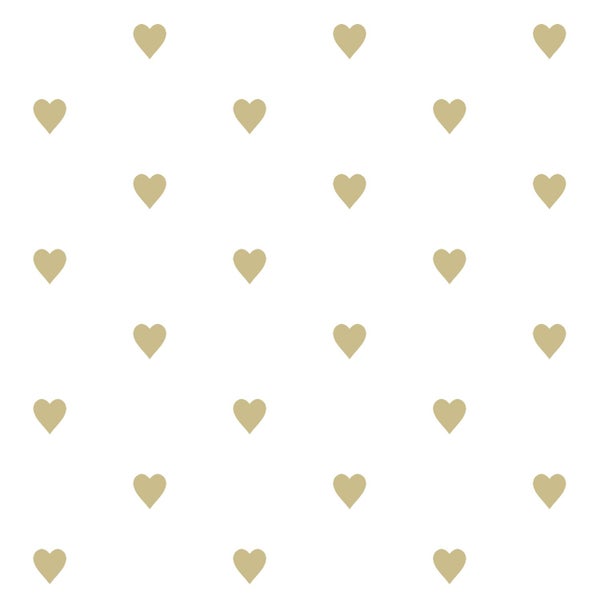 Origin Wallcoverings Tapete Herzchen Weiß und Gold - 53 cm x 10.05 m - 347679