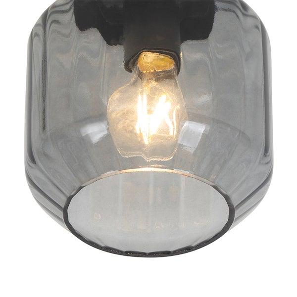Moderne Deckenleuchte schwarz mit Rauchglas - Stiklo