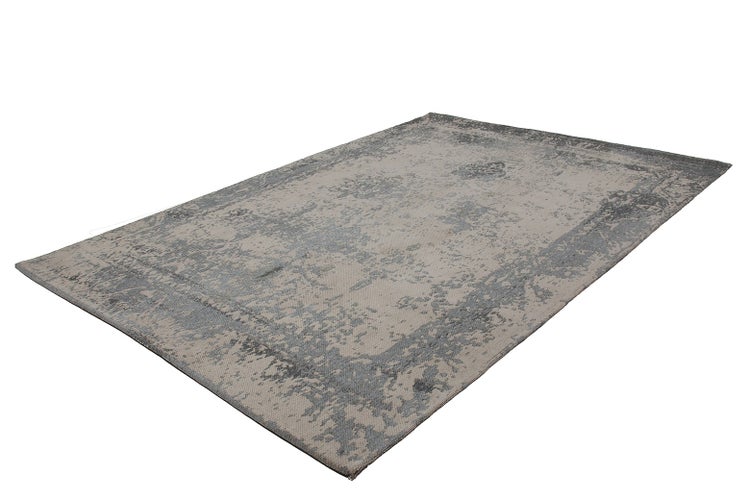 Flachflor Teppich Celestique Grau Baumwolle Vintage-Design, Used-Look, Patchwork-Design handgewebt, Jacquard, Chenille 80 x 150 cm