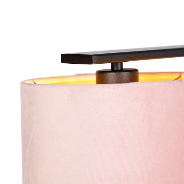 Hängelampe in Velours-Rosatönen mit Gold 20 cm - Combi 3 Deluxe