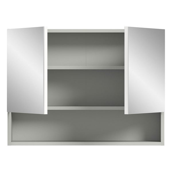 Copa Spiegelschrank Bad 2 Türen 1 Fach 1 Regal hellgrau, Spiegel. 74 X 17 X 55 cm