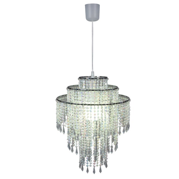 Mehrstufige Deckenleuchte mit Perlenbehang