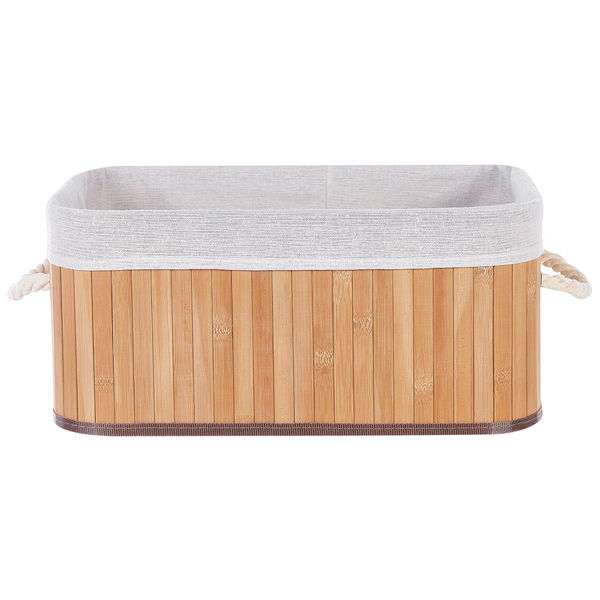 Bambuskorb mit Stoffeinsatz und Griffen