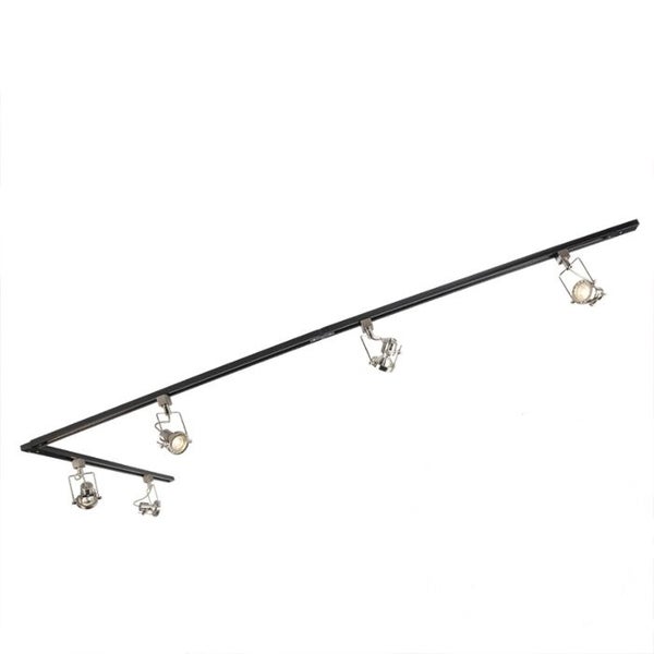 Schienensystem mit 5 Spots 1-phasig schwarz mit Stahl - Suplux