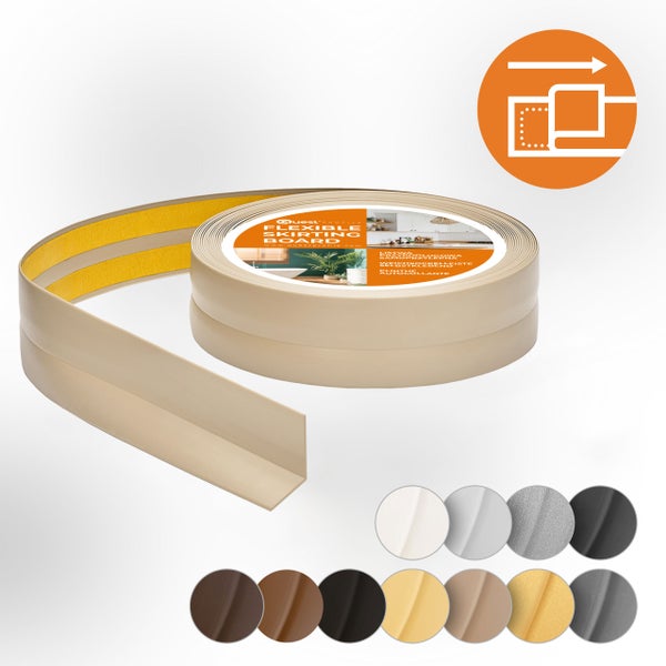 Quest Weichsockelleiste Selbstklebend 18 x 18 mm, PVC, Flexibel, Beige, 25 Meter