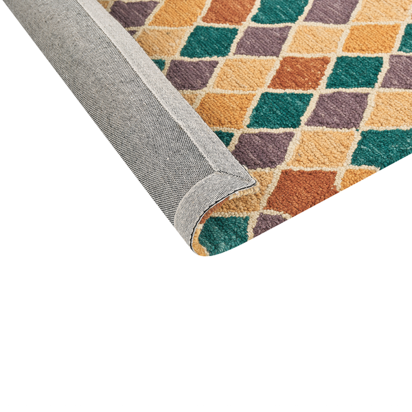 Teppich Wolle mehrfarbig 140 x 200 cm geometrisches Muster Kurzflor KESKIN