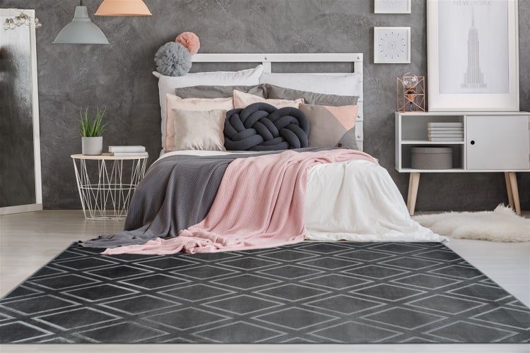 Kurzflor Teppich Blissique Anthrazit Modern, Klassisch 80 x 150 cm
