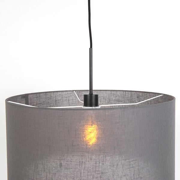 Moderne Hängelampe schwarz mit grauem Schirm 50 cm - Combi 1