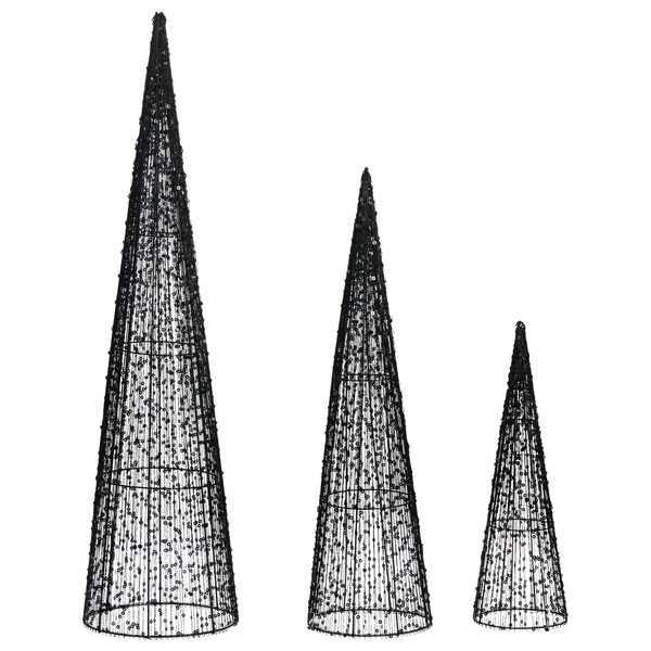 Drei dekorative Kegel in verschiedenen Größen