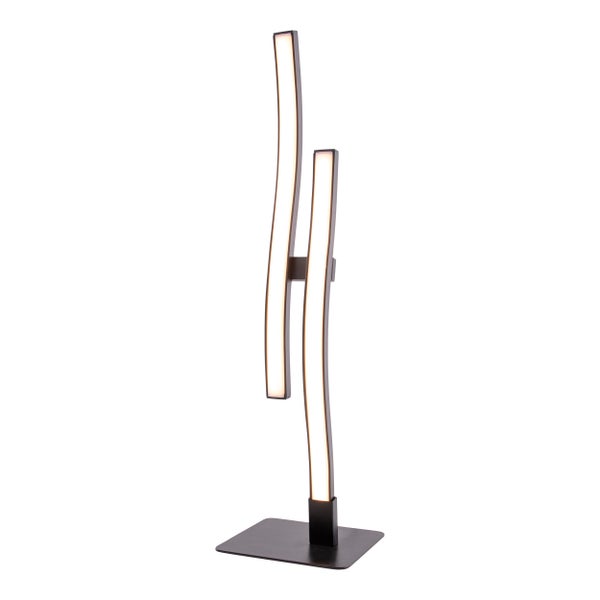 LED Tischleuchte Onda,  Tischlampe aus Metall und Kunststoff in Schwarz,, mit fest verbauten LEDs, Beleuchtung für Wohnzimmer, Büro oder Nachttisch 44 cm hoch