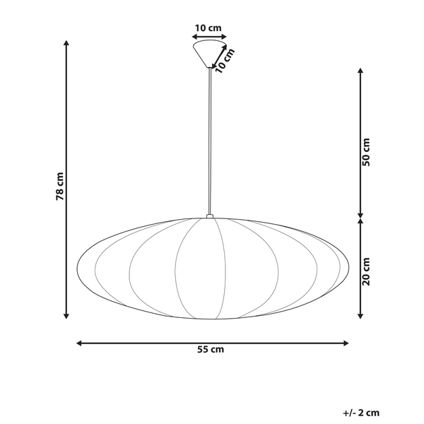 Technische Zeichnung einer Pendelleuchte mit Maßangaben