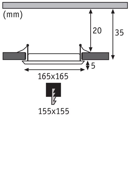 LED Einbaupanel IP44 eckig 165x165mm 11,1W 720lm 2700K Weiß