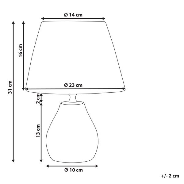 Tischlampe 2er Set ARWADITO Keramik Cremeweiß