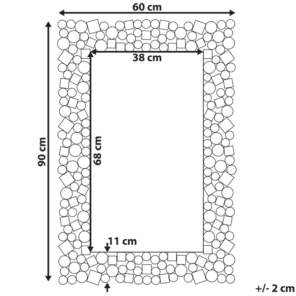 Abmessungen Spiegel, 60 x 90 cm