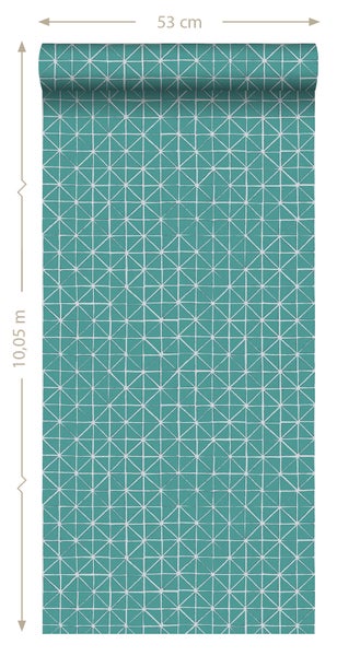 ESTAhome Tapete geometrische Formen Seegrün - 53 cm x 10.05 m - 148350