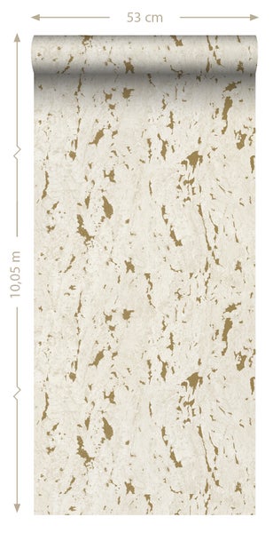 ESTAhome Tapete Kork Crême-Weiß und Gold - 50 x 900 cm - 139335