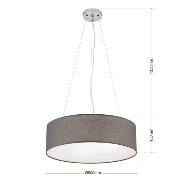 Hängeleuchte Stoff 50cm grau