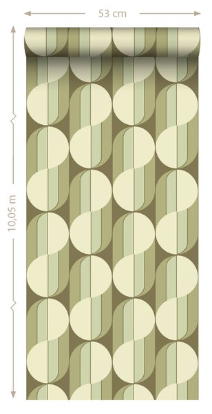 ESTAhome Tapete Retro-Ornamente Grün - 50 x 900 cm - 131589