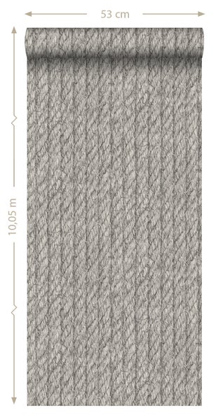 ESTAhome Tapete Seilmuster Dunkelgrau - 53 cm x 10.05 m - 138248