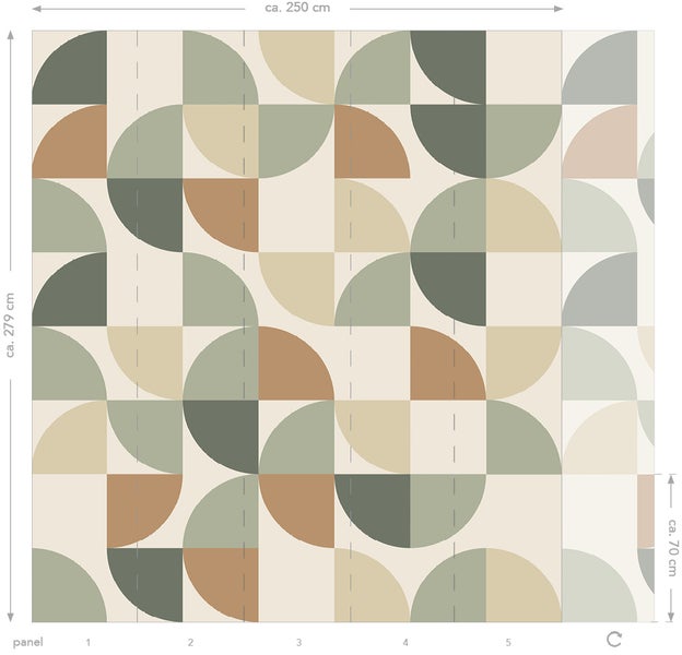 ESTAhome Fototapete geometrische Formen Grau, Beige und Grün - 2.5 x 2.79 m - 159388