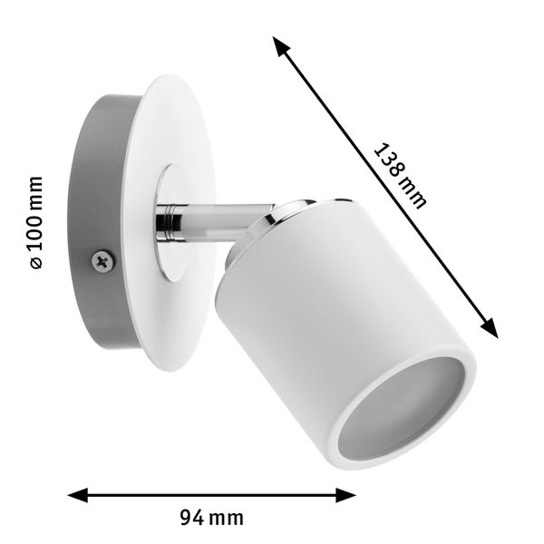 Spotlight Tube IP44 GU10 230V max. 10W dimmbar Weiß, Chrom