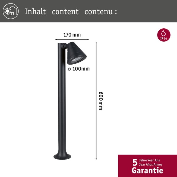 Pollerleuchte Trian IP44 rund 600mm max. 35W 230V Anthrazit GU10 Aluminium