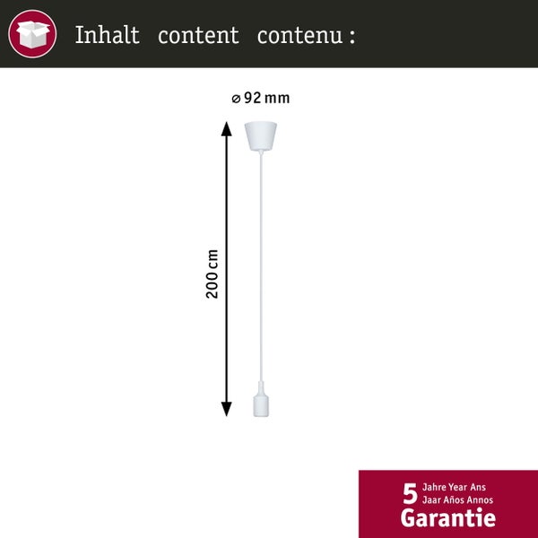 Neordic Pendelleuchte Ketil E27 max. 60W Weiß dimmbar Silikon, Kunststoff