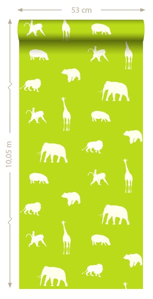 ESTAhome Tapete Tiere Lindgrün - 53 cm x 10.05 m - 137336
