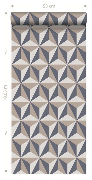 Origin Wallcoverings Tapete 3D-Muster Vintage Blau und Taupe - 53 cm x 10.05 m - 347447
