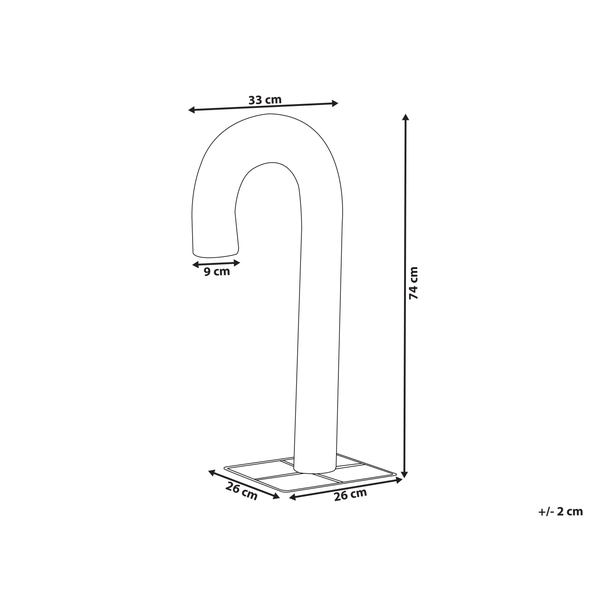 Technische Zeichnung einer Duschbrause mit Maßangaben