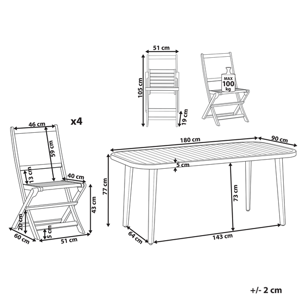 Gartenmöbel Set 4-Sitzer PARAGGI zertifiziertes Akazienholz Dunkelbraun