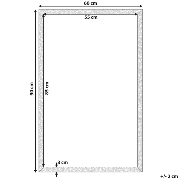 Technische Zeichnung eines Rahmens mit den Maßen 60 mal 90 Zentimeter.