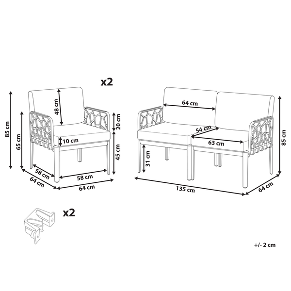 Gartensofa Set 4-Sitzer ERICHE Hellbeige