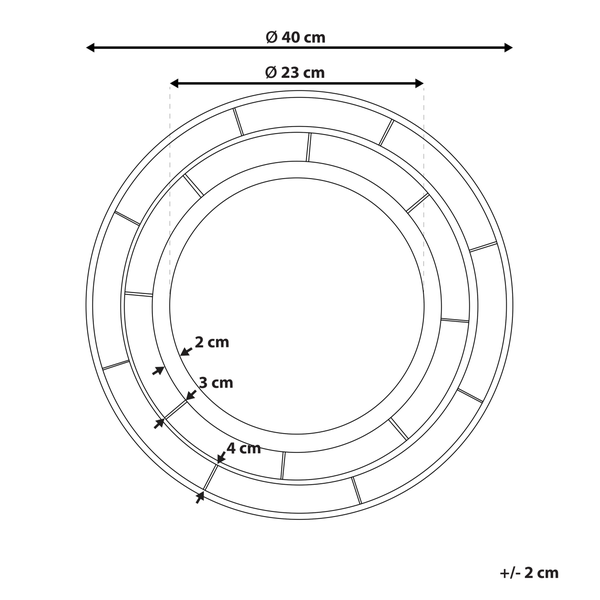 Technische Zeichnung eines Pflanzgefäßes mit Maßangaben