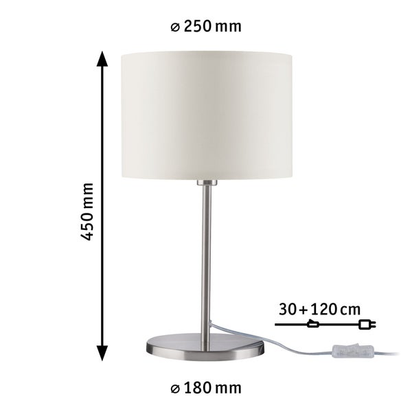 Tischleuchte Tessa E14 max. 40W Creme, Eisen gebürstet