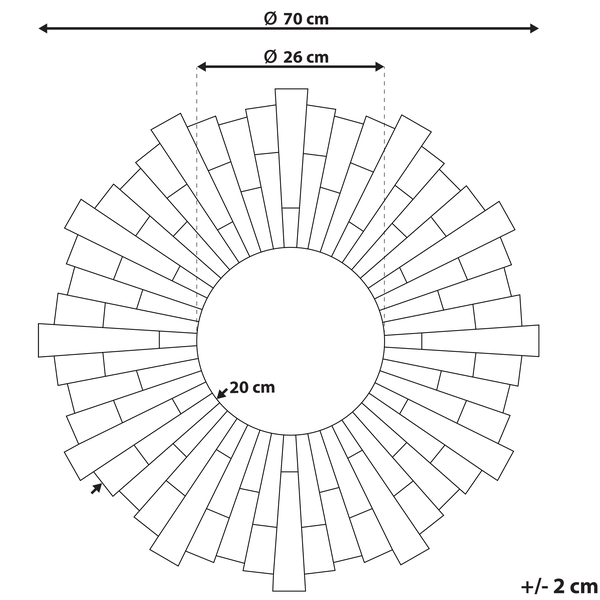Diagramm eines kreisförmigen Mosaiks mit einem Durchmesser von 70 Zentimetern