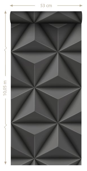 Origin Wallcoverings Tapete 3D-Muster Dunkelgrau - 53 cm x 10.05 m - 347816