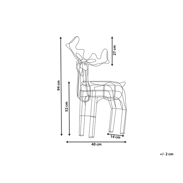 Maßzeichnung eines Rentierstuhls mit Höhen- und Breitenangaben
