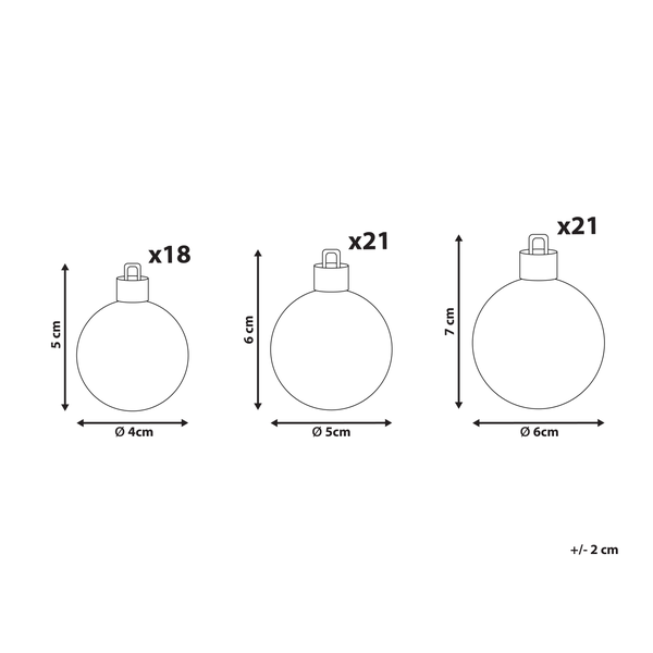 Abmessungen von Weihnachtskugeln