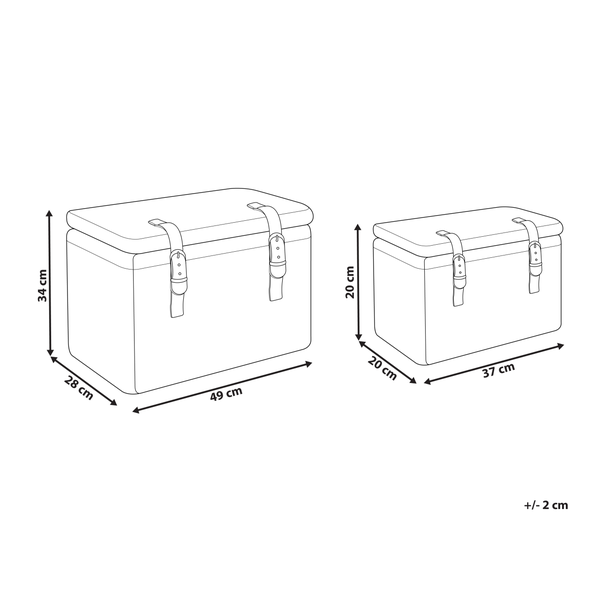 Abbildung von zwei Aufbewahrungsboxen mit den Maßen.