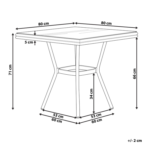 Outdoor Bistrotisch RIFREDDO 80 cm 80 cm Glas Schwarz / Weiß
