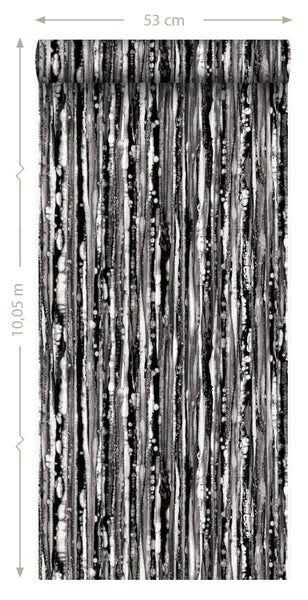 Origin Wallcoverings Tapete Streifen Schwarz-Weiß - 53 cm x 10.05 m - 347220