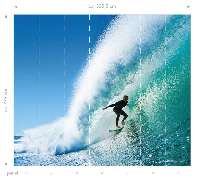 ESTAhome Fototapete Surfer Blau und Meeresgrün - 3,25 x 2,79 m - 158852