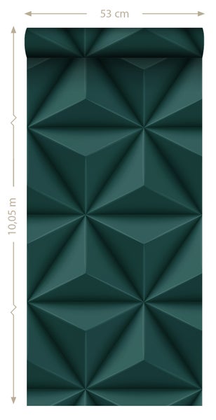 Origin Wallcoverings Tapete 3D-Muster Petrolblau - 53 cm x 10.05 m - 347817