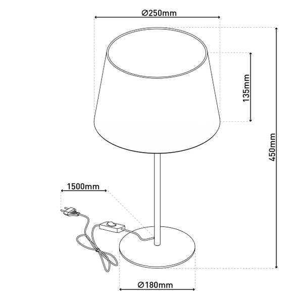 Tischleuchte BOLOGNA h: 45cm beige