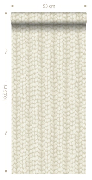 ESTAhome Tapete grob gestricktes Muster Beige - 53 cm x 10.05 m - 148342