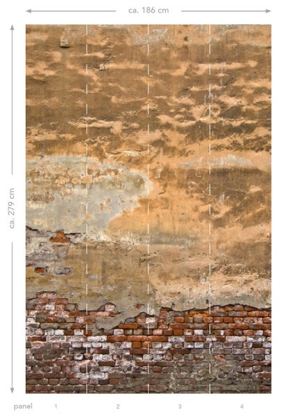ESTAhome Fototapete alte toskanische Wand Orange - 186 x 279 cm - 157704