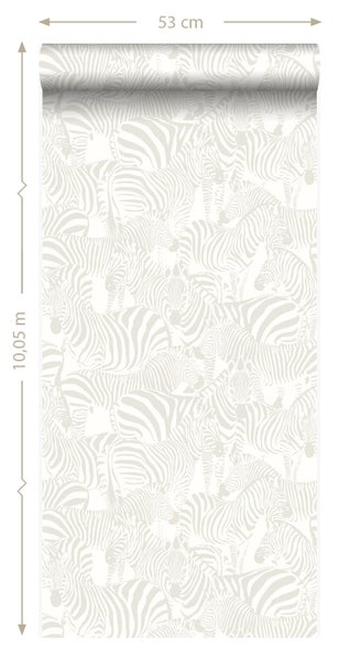 Origin Wallcoverings Tapete Zebras Silber - 53 cm x 10.05 m - 346836