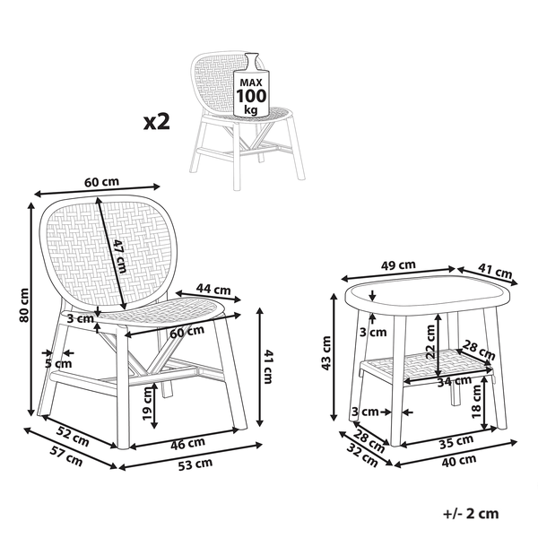 Bistro Set SICELLE Cremeweiß